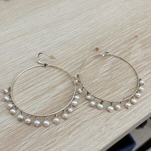 Kendra Scott Gold Hoop Earrings with White Pearl Drops